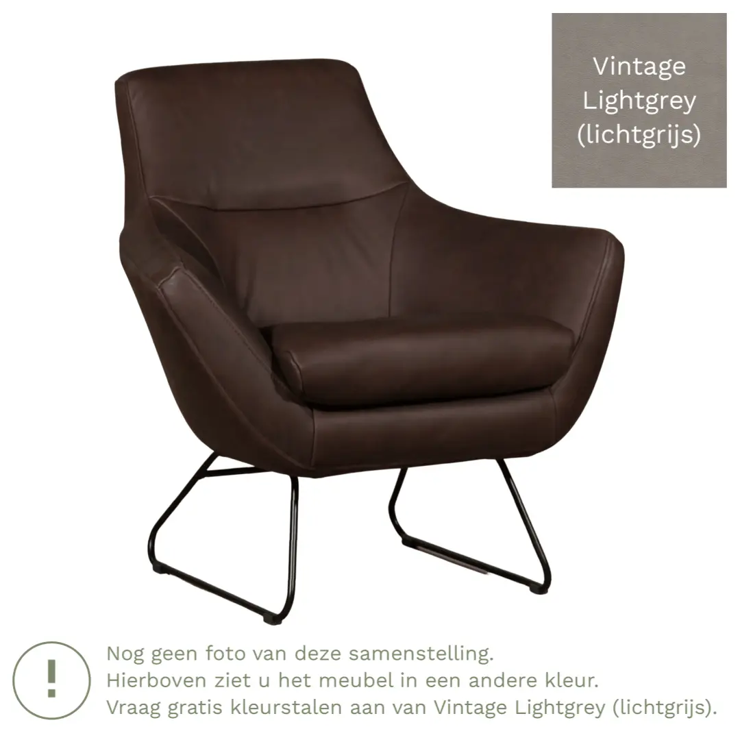 afbeelding van Leren fauteuil Fame - Vintage Lightgrey (lichtgrijs)