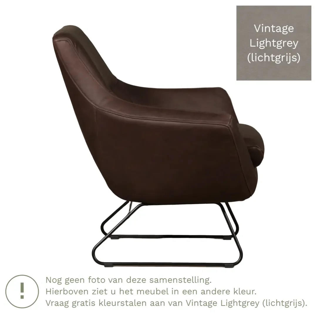 afbeelding van Leren fauteuil Fame - Vintage Lightgrey (lichtgrijs)