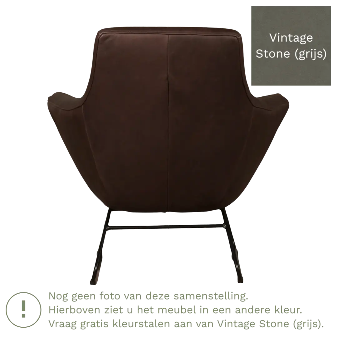 afbeelding van Leren fauteuil Fame - Vintage Stone (grijs)