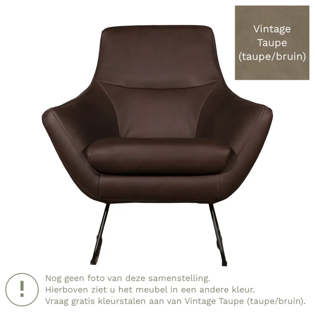 afbeelding van Leren fauteuil Fame - Vintage Taupe (taupe/bruin)