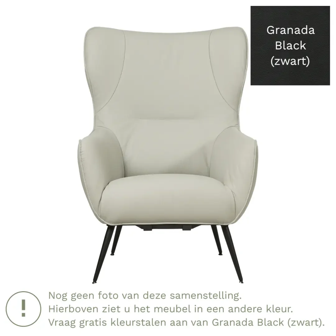 afbeelding van Leren fauteuil Flair - Granada Black (zwart)