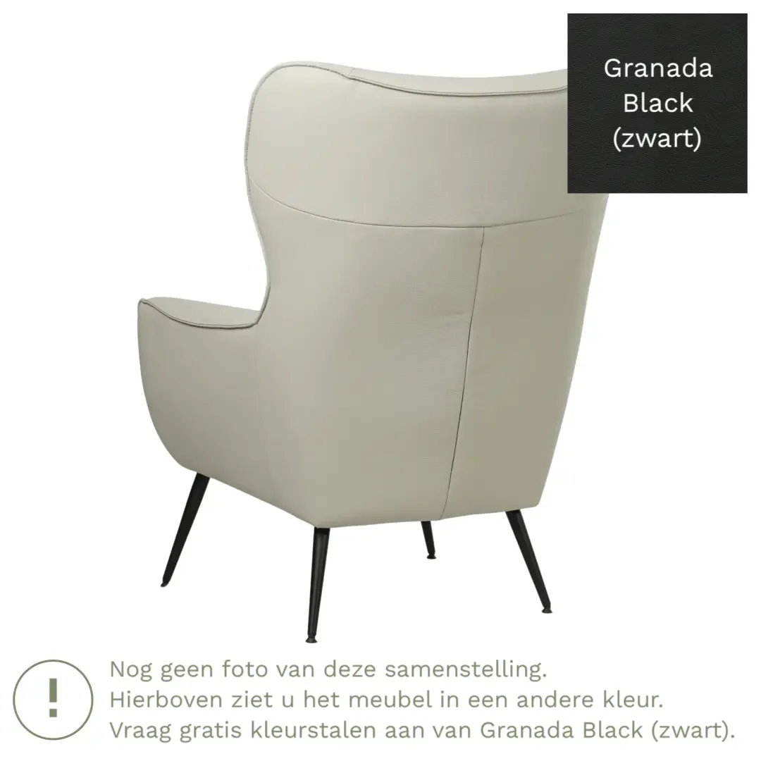 afbeelding van Leren fauteuil Flair - Granada Black (zwart)