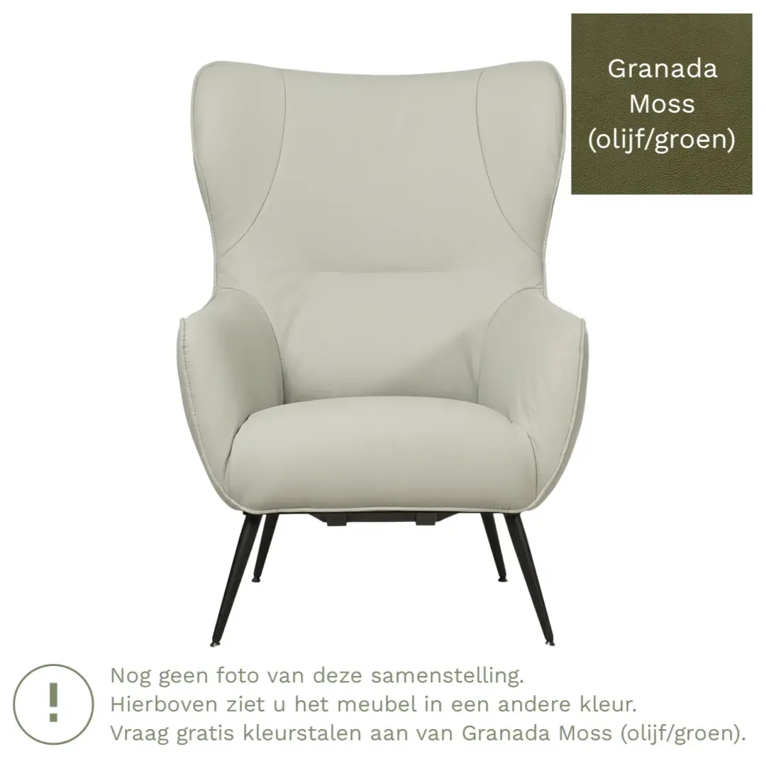 afbeelding van Leren fauteuil Flair - Granada Moss (olijf/groen)
