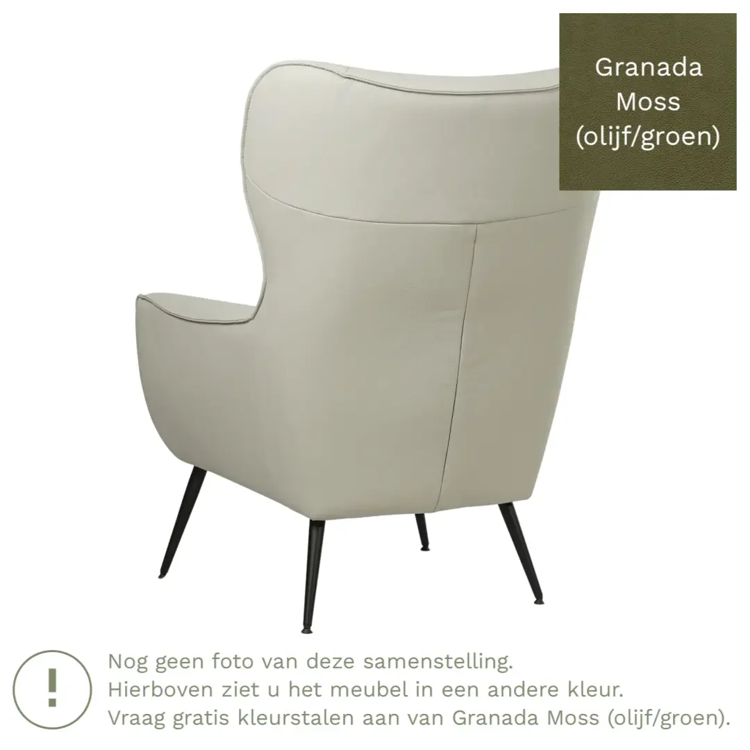 afbeelding van Leren fauteuil Flair - Granada Moss (olijf/groen)