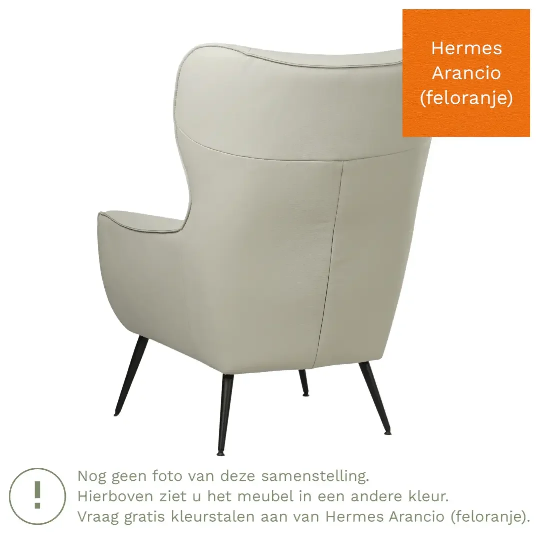 afbeelding van Leren fauteuil Flair - Hermes Arancio (feloranje)