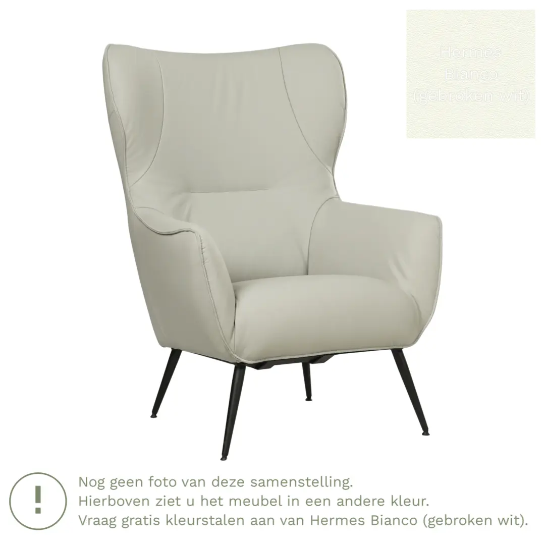 afbeelding van Leren fauteuil Flair - Hermes Bianco (gebroken wit)