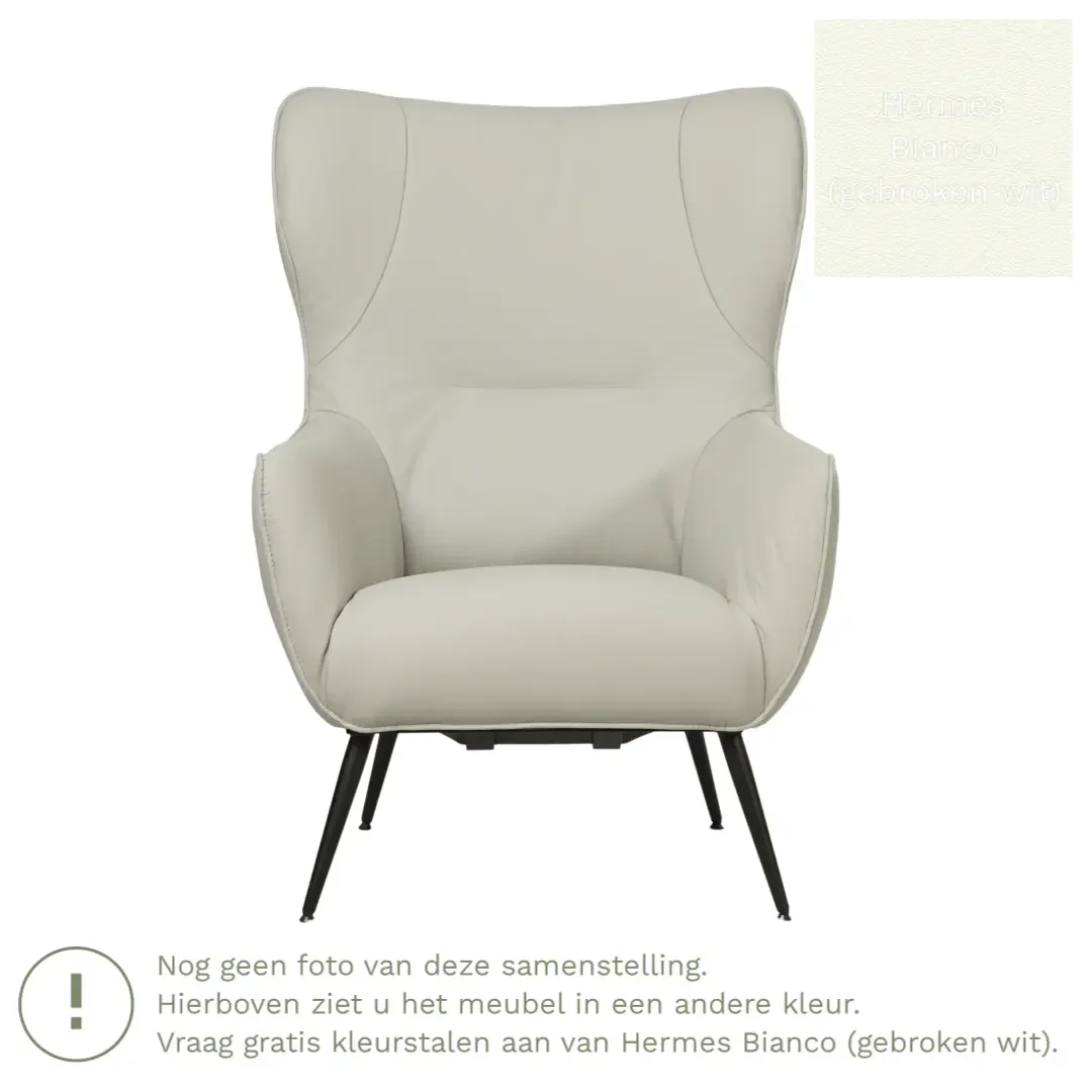 afbeelding van Leren fauteuil Flair - Hermes Bianco (gebroken wit)