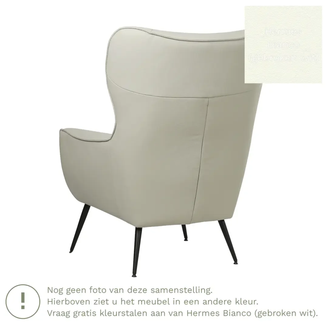 afbeelding van Leren fauteuil Flair - Hermes Bianco (gebroken wit)
