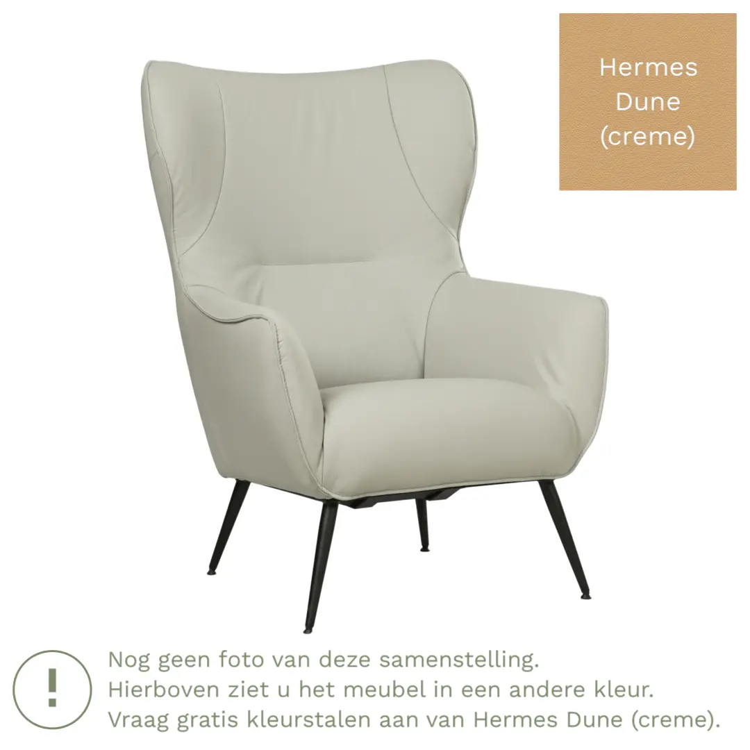 afbeelding van Leren fauteuil Flair - Hermes Dune (crème)
