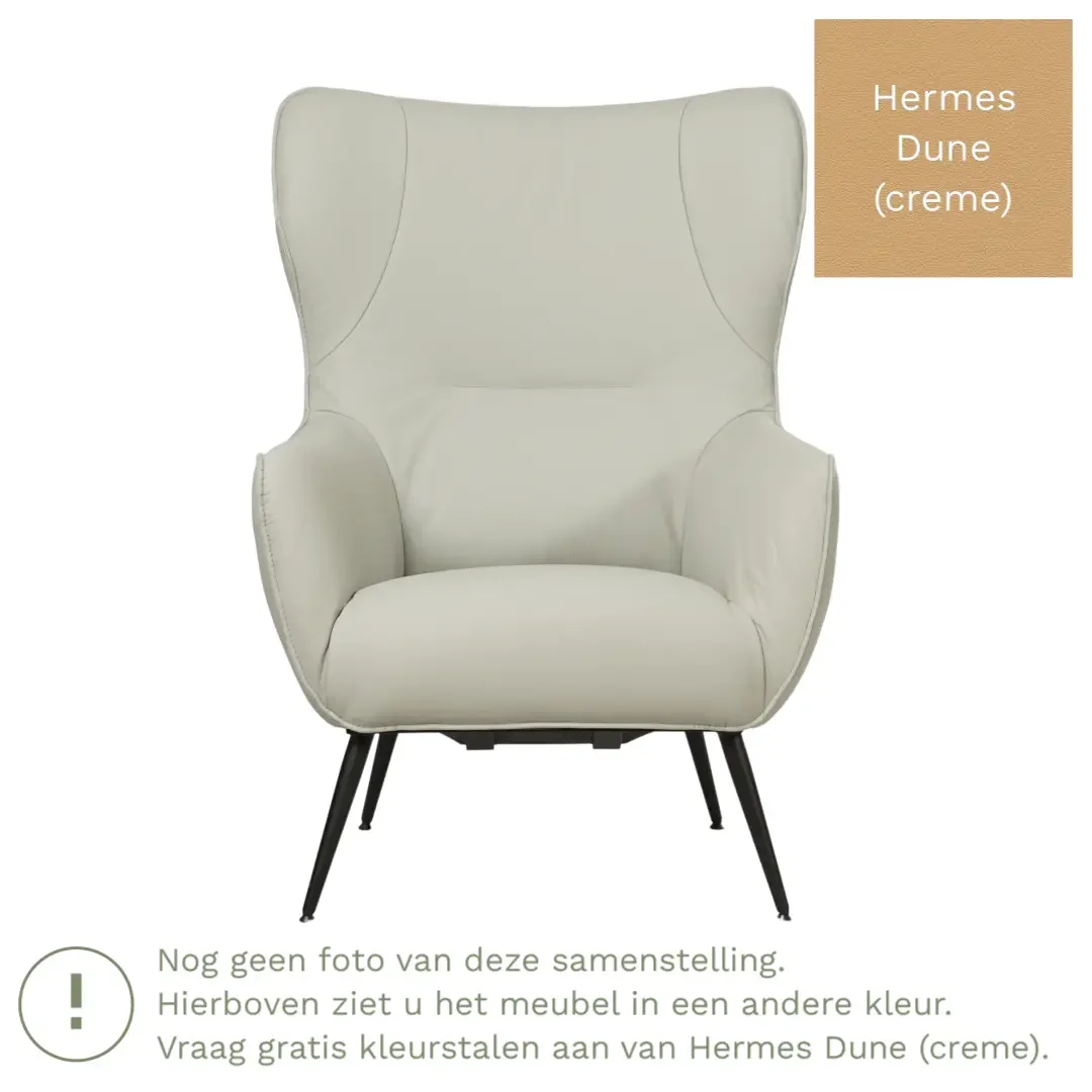 afbeelding van Leren fauteuil Flair - Hermes Dune (crème)