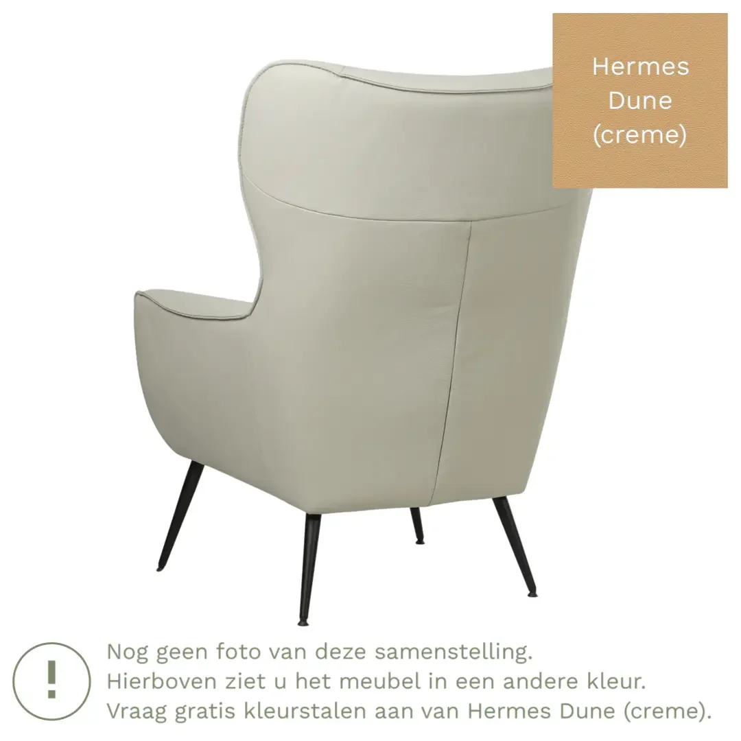 afbeelding van Leren fauteuil Flair - Hermes Dune (crème)