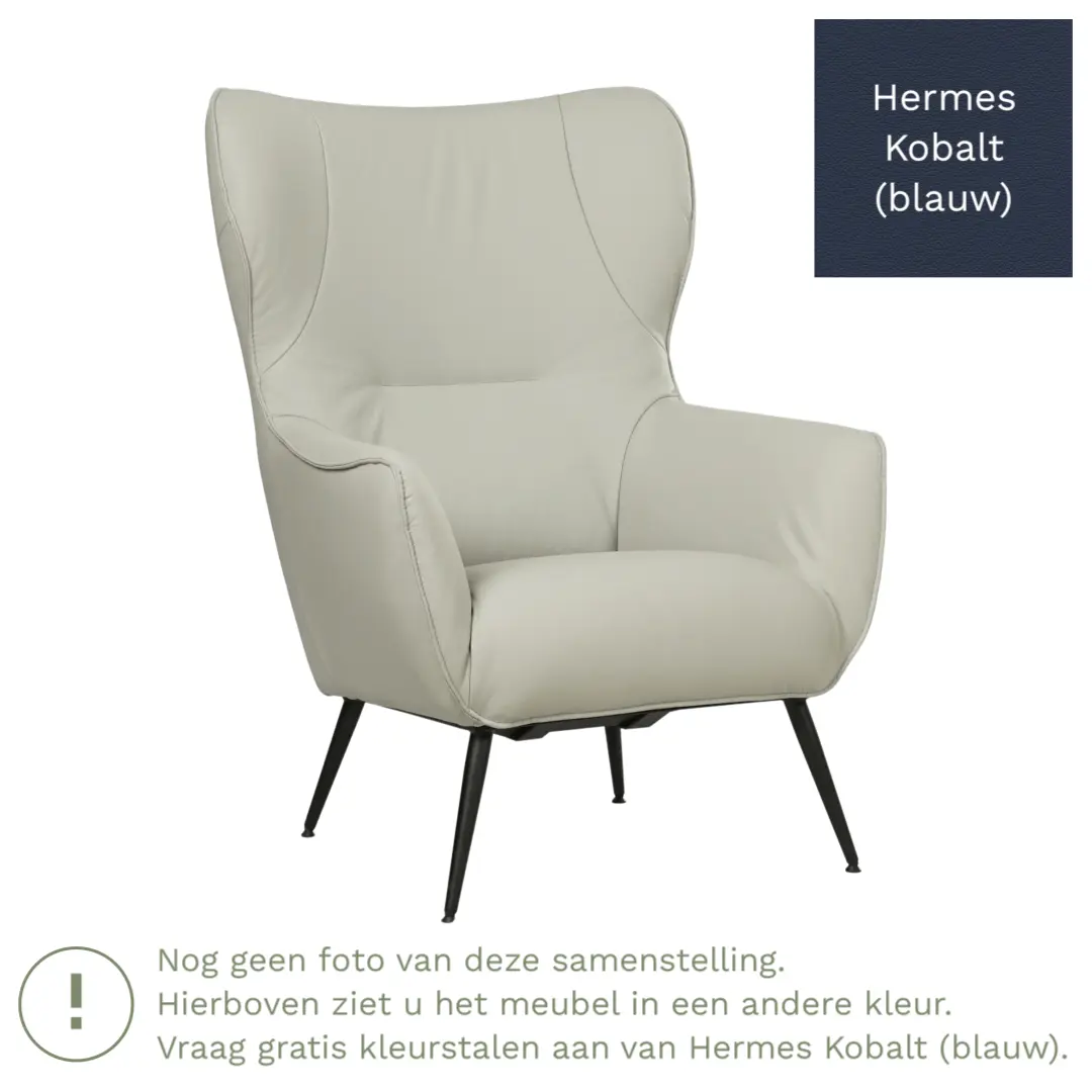 afbeelding van Leren fauteuil Flair - Hermes Kobalt (blauw)