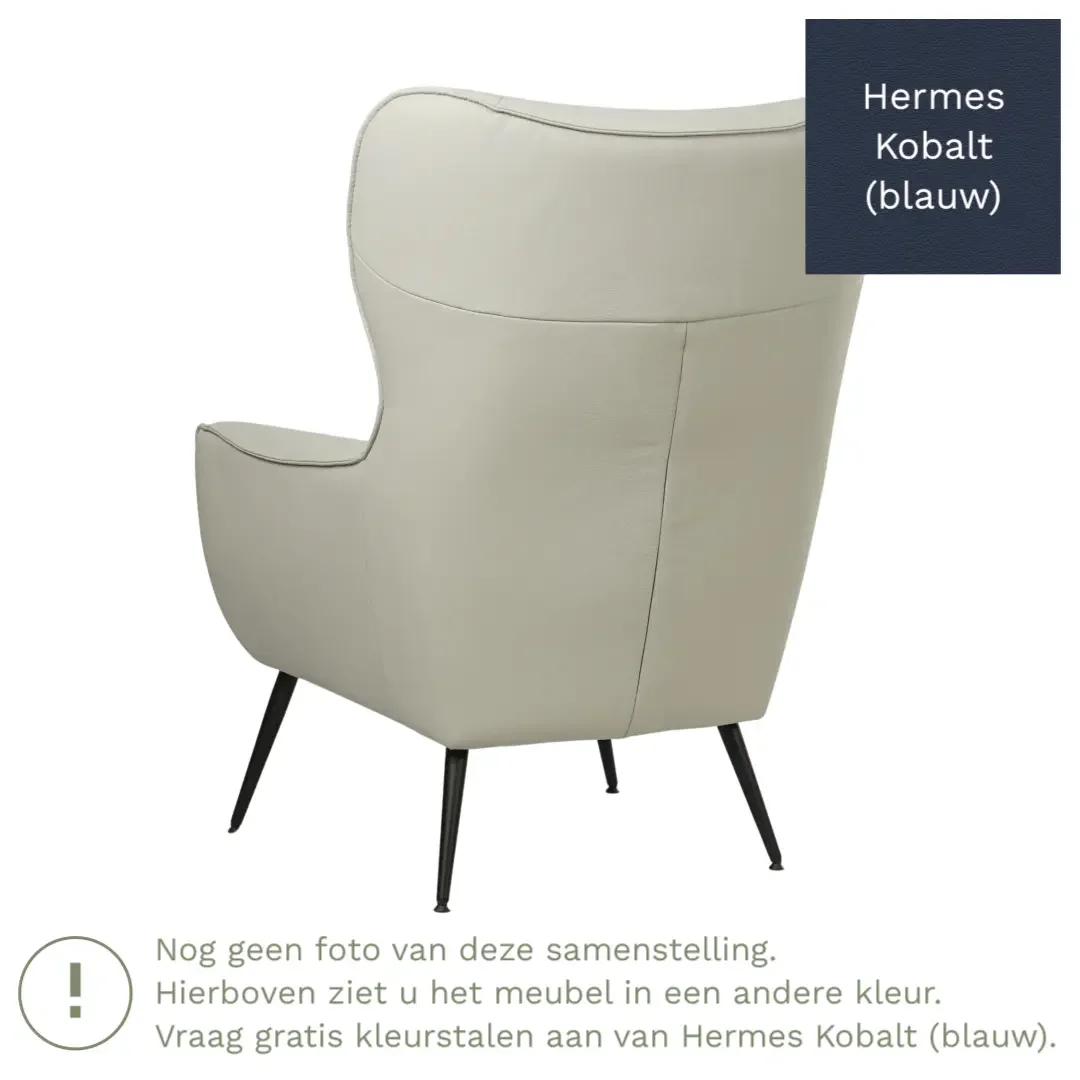 afbeelding van Leren fauteuil Flair - Hermes Kobalt (blauw)