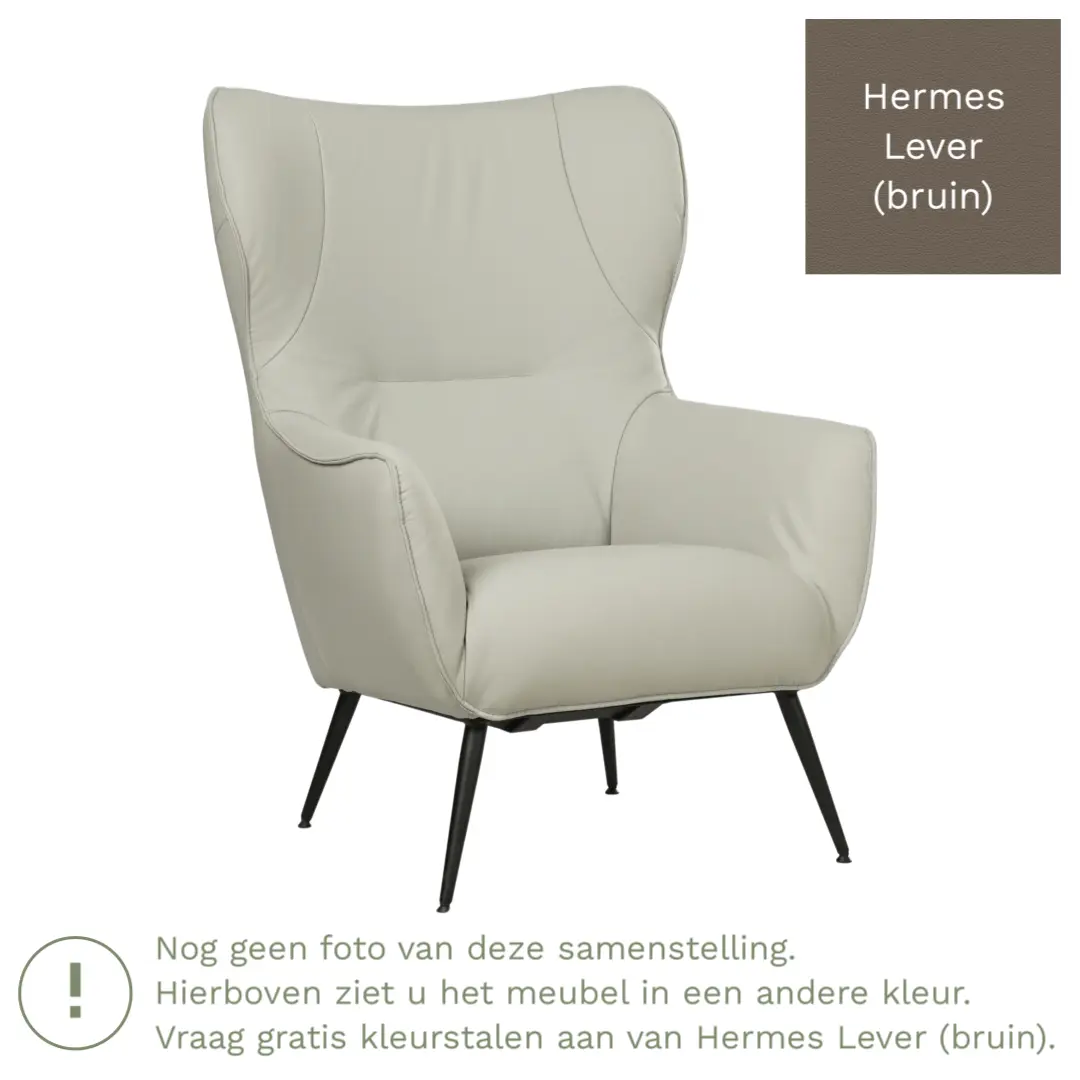 afbeelding van Leren fauteuil Flair - Hermes Lever (bruin)