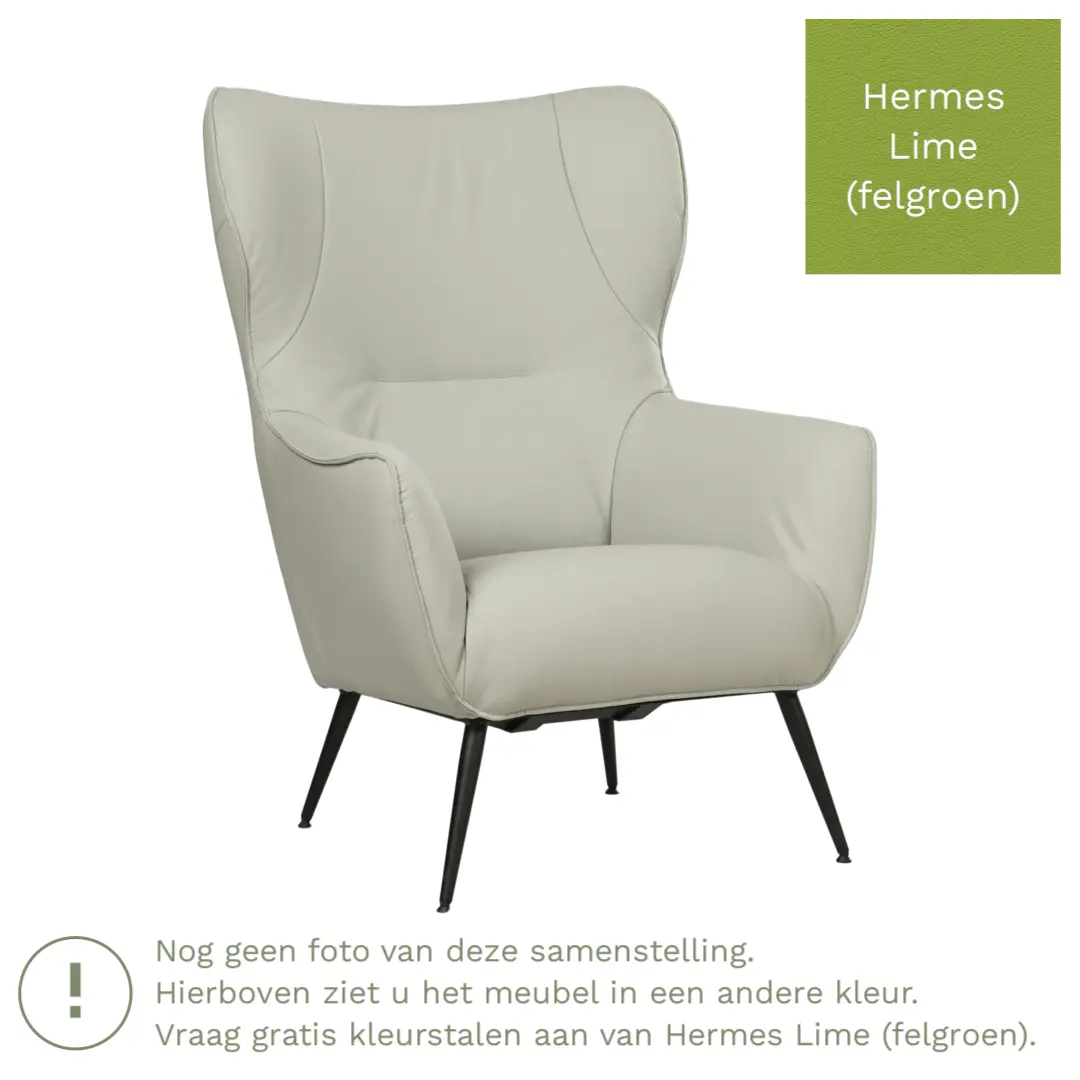 afbeelding van Leren fauteuil Flair - Hermes Lime (felgroen)