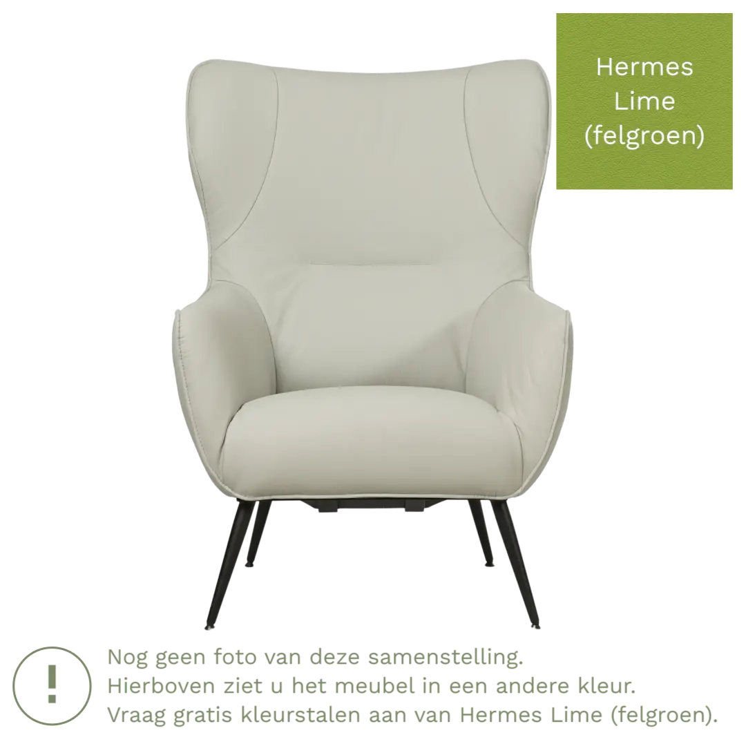 afbeelding van Leren fauteuil Flair - Hermes Lime (felgroen)