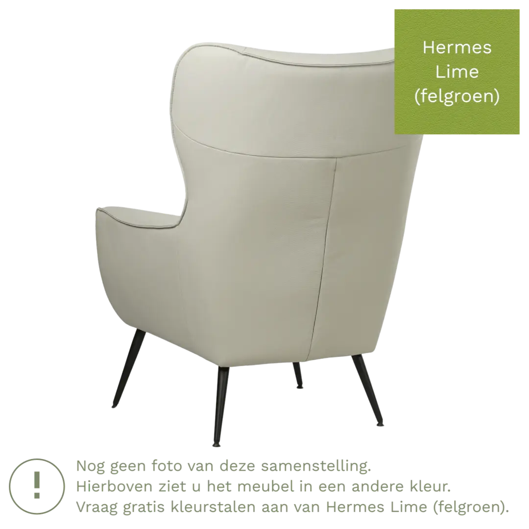 afbeelding van Leren fauteuil Flair - Hermes Lime (felgroen)