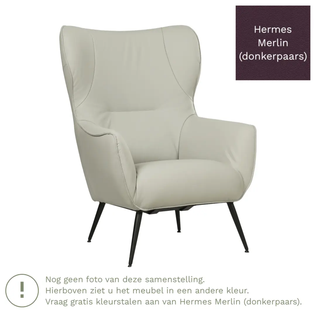 afbeelding van Leren fauteuil Flair - Hermes Merlin (donkerpaars)