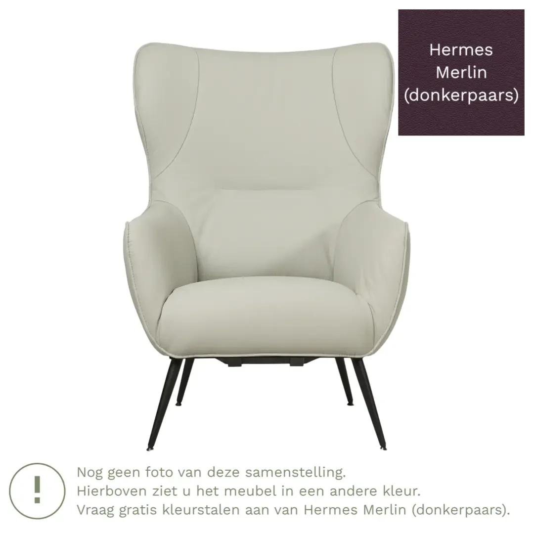 afbeelding van Leren fauteuil Flair - Hermes Merlin (donkerpaars)