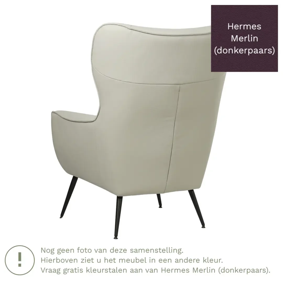 afbeelding van Leren fauteuil Flair - Hermes Merlin (donkerpaars)
