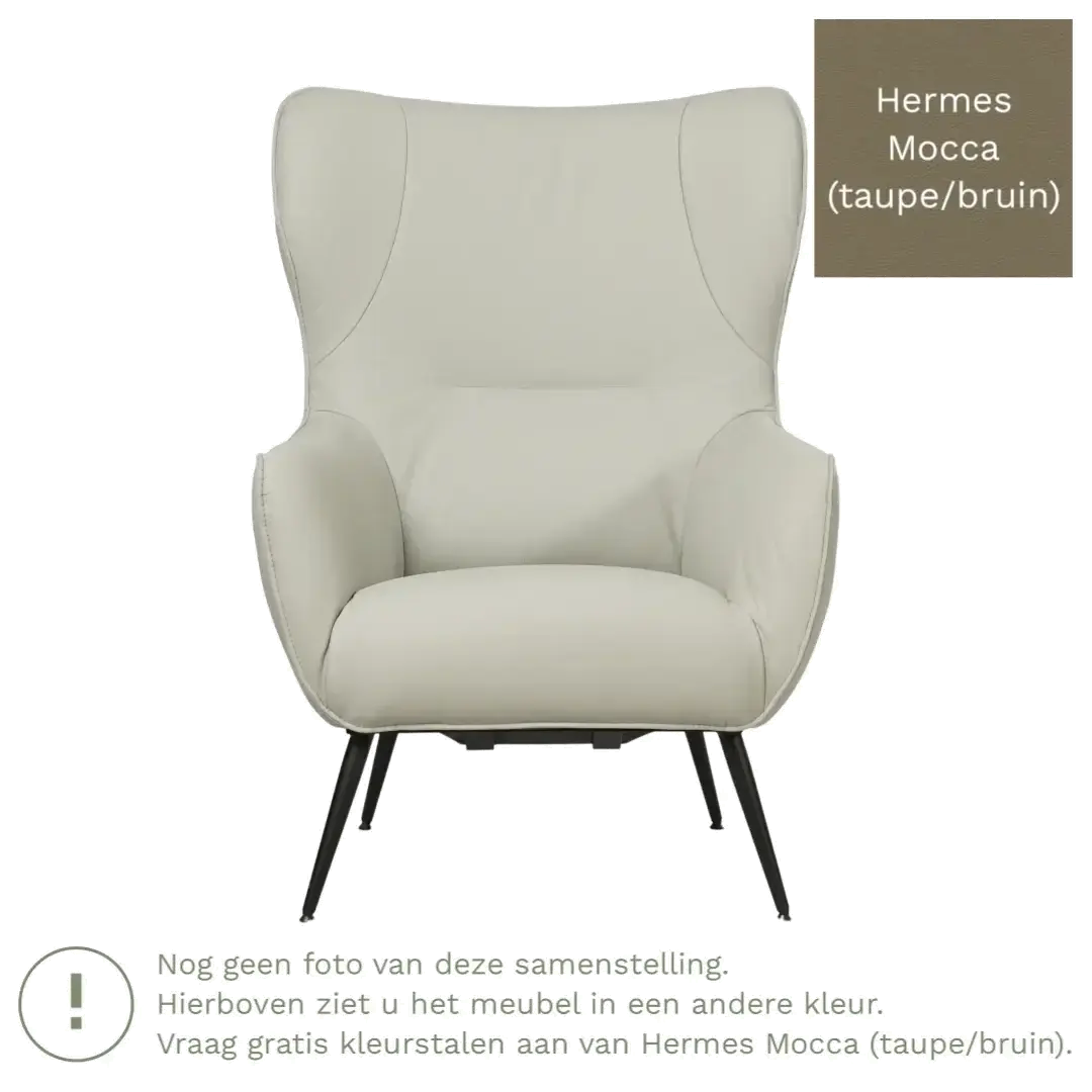 afbeelding van Leren fauteuil Flair - Hermes Mocca (taupe/bruin)
