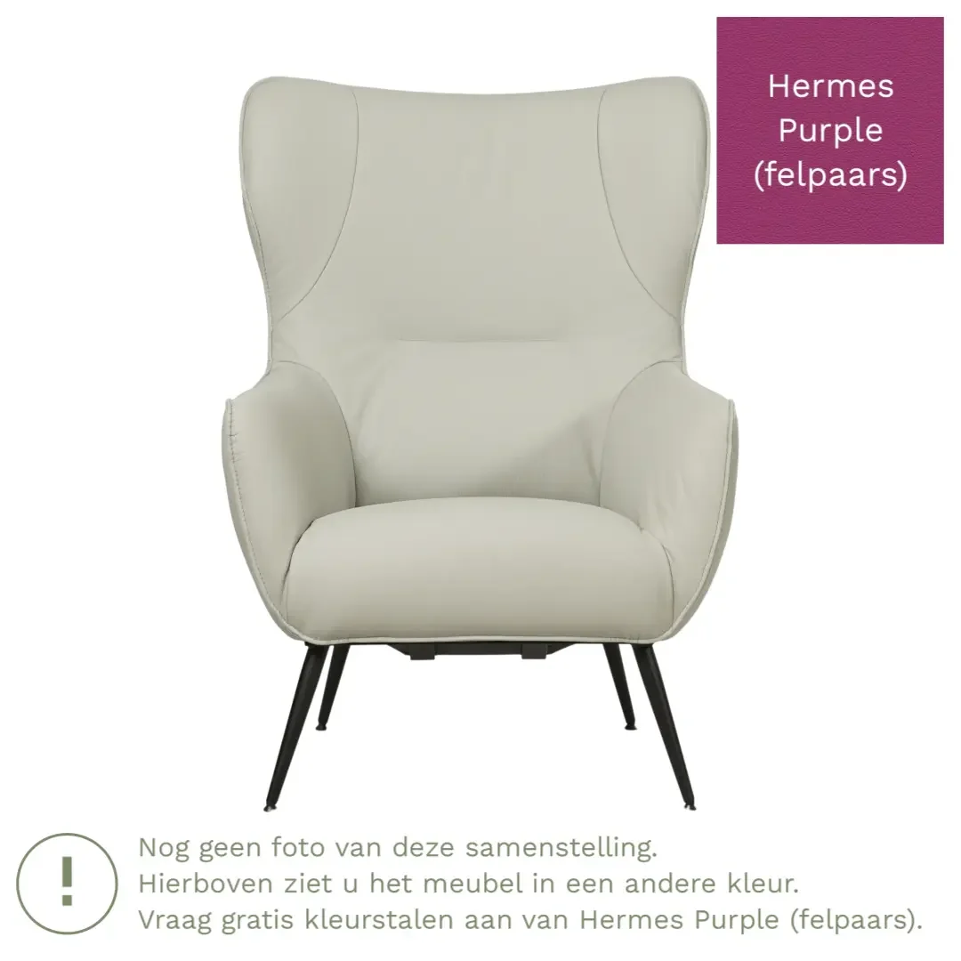 afbeelding van Leren fauteuil Flair - Hermes Purple (felpaars)