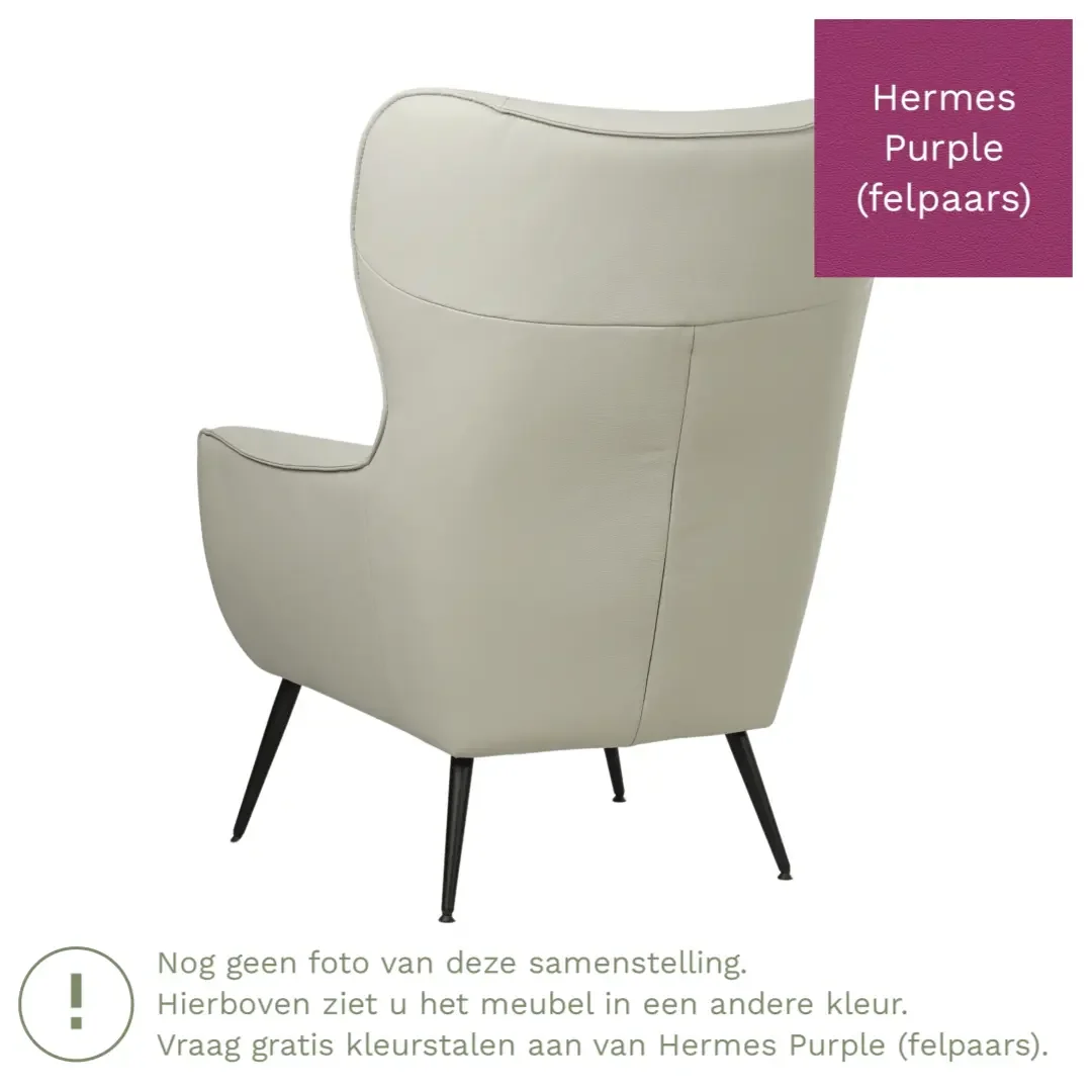 afbeelding van Leren fauteuil Flair - Hermes Purple (felpaars)