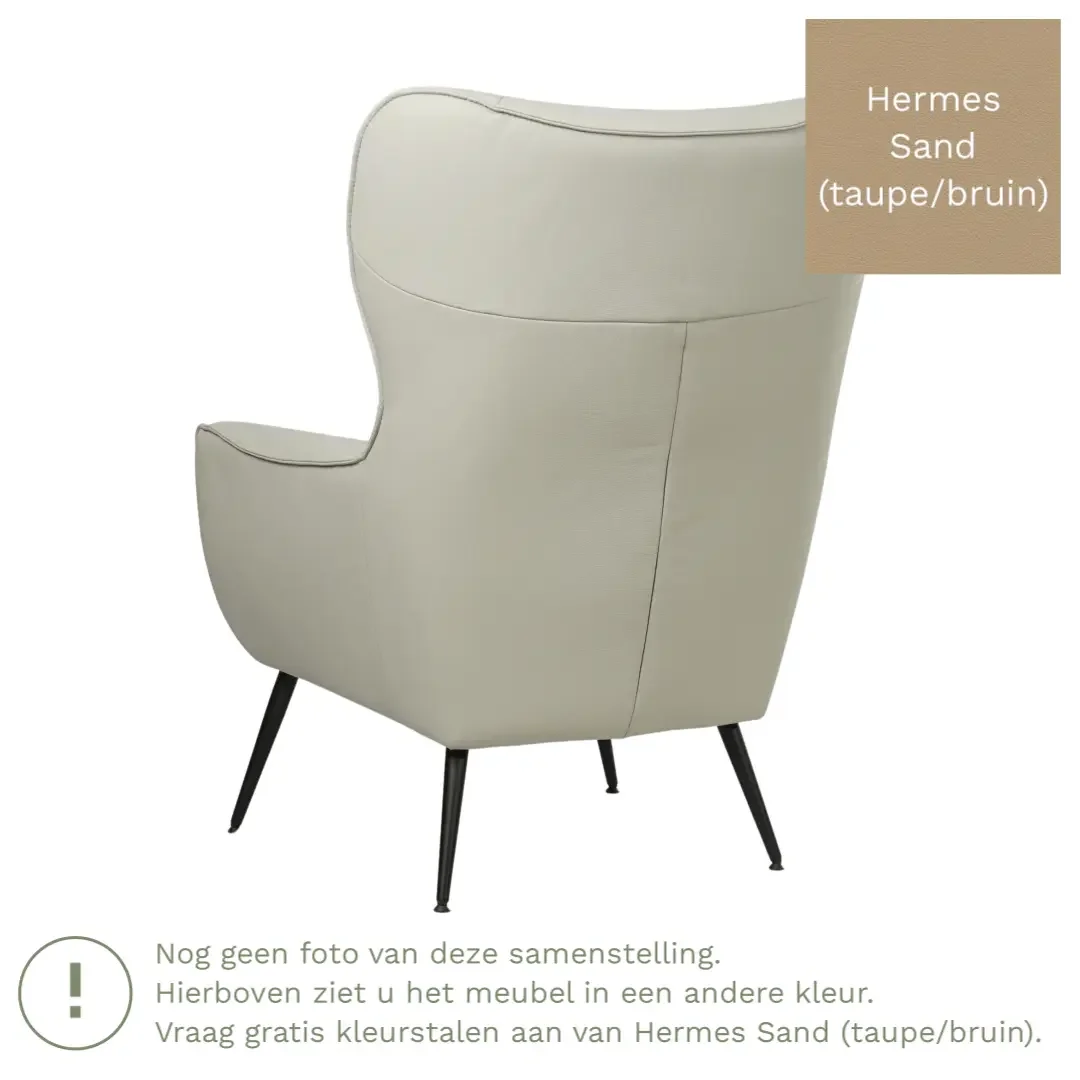 afbeelding van Leren fauteuil Flair - Hermes Sand (taupe/bruin)
