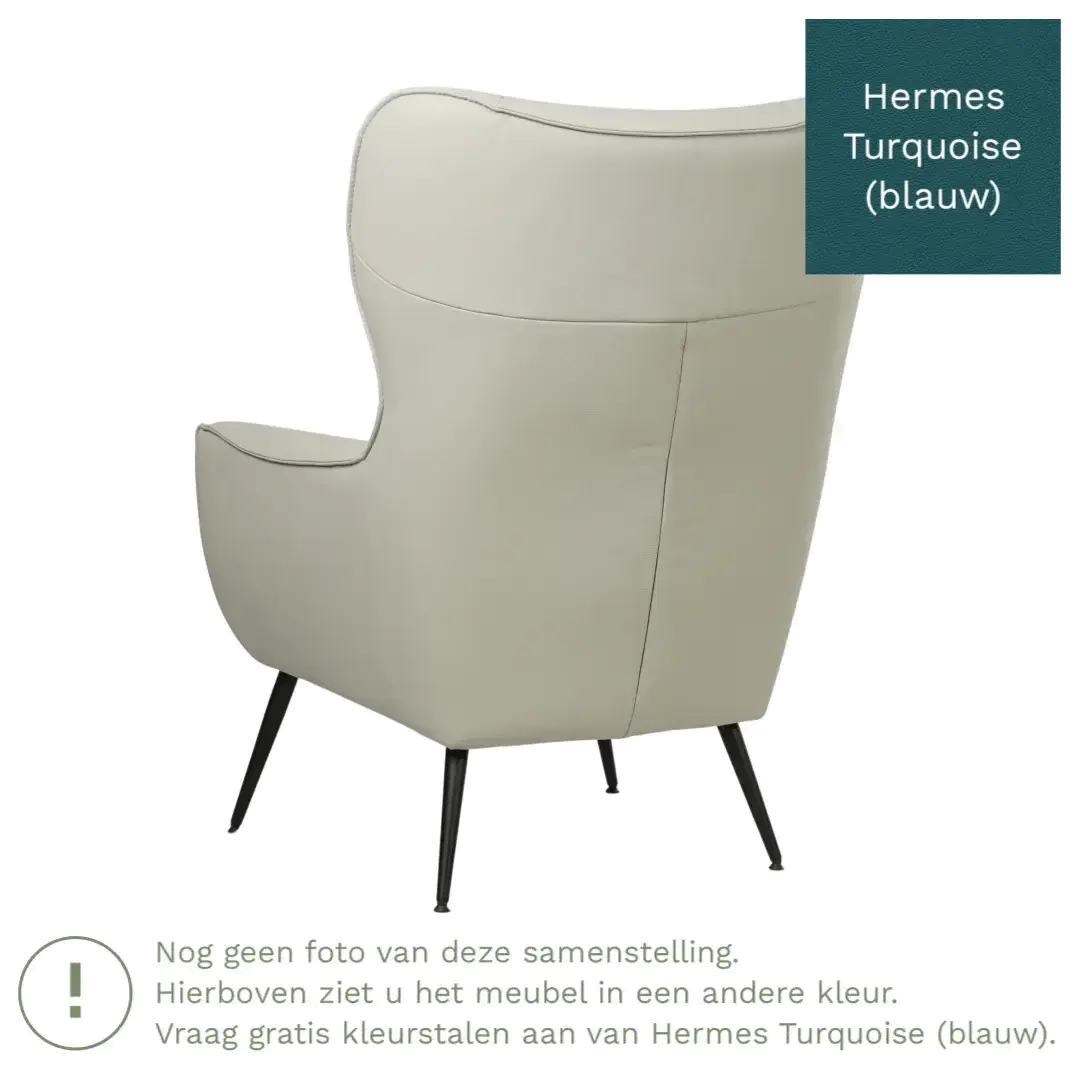 afbeelding van Leren fauteuil Flair - Hermes Turquoise (blauw)