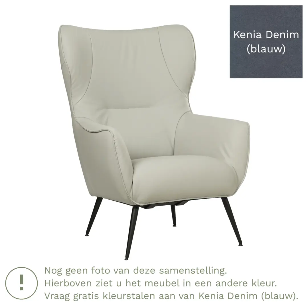 afbeelding van Leren fauteuil Flair - Kenia Denim (blauw)