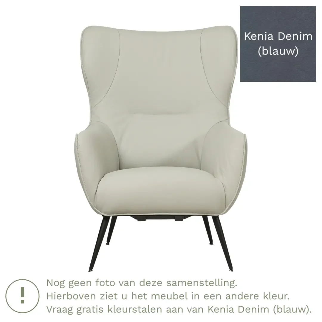 afbeelding van Leren fauteuil Flair - Kenia Denim (blauw)
