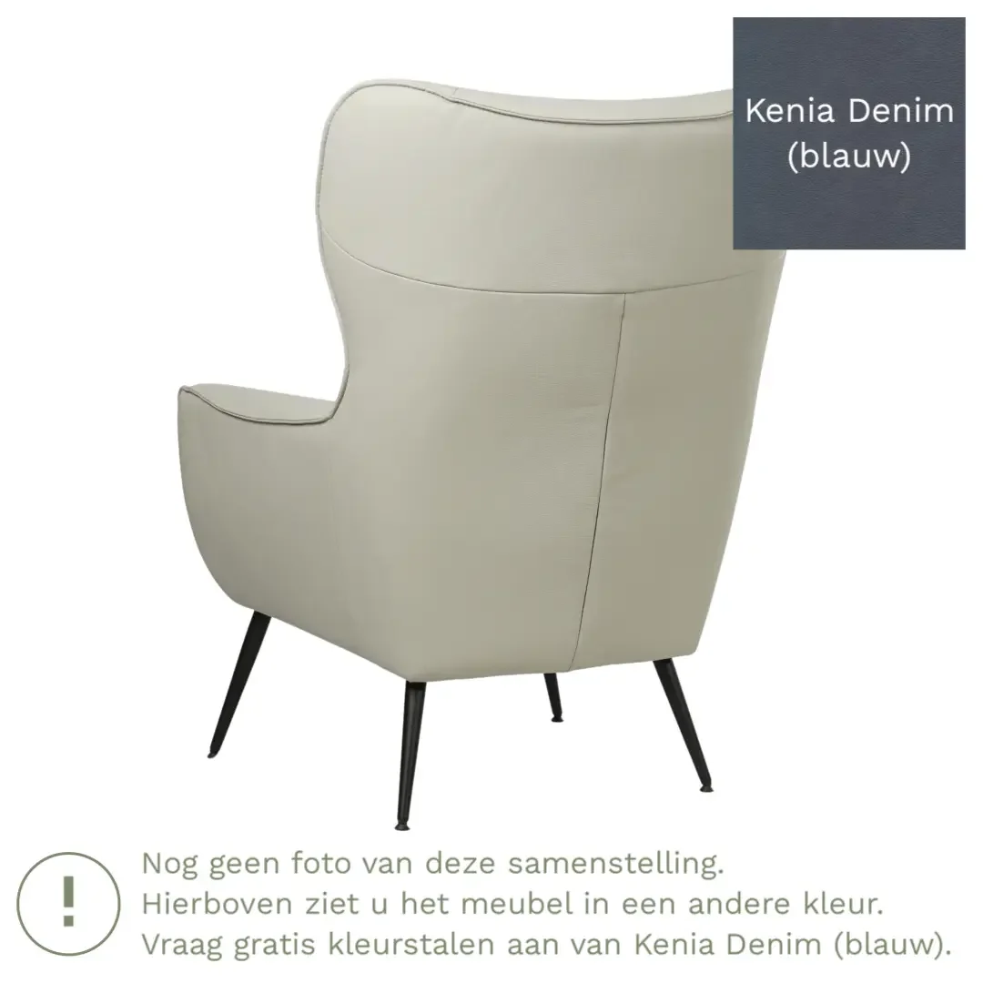afbeelding van Leren fauteuil Flair - Kenia Denim (blauw)
