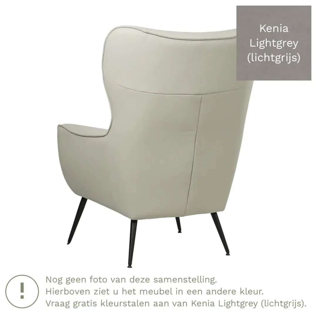 afbeelding van Leren fauteuil Flair - Kenia Lightgrey (lichtgrijs)