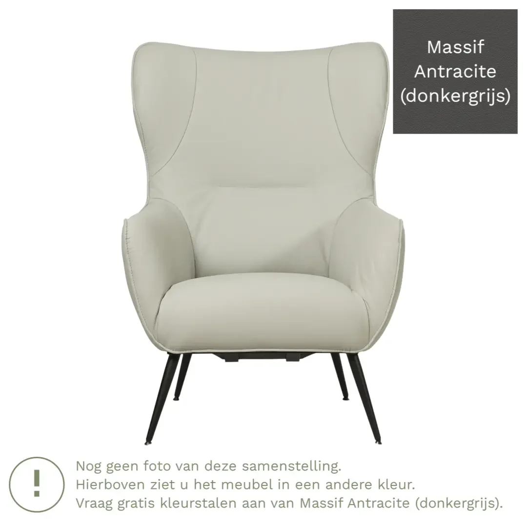 afbeelding van Leren fauteuil Flair - Massif Antracite (donkergrijs)