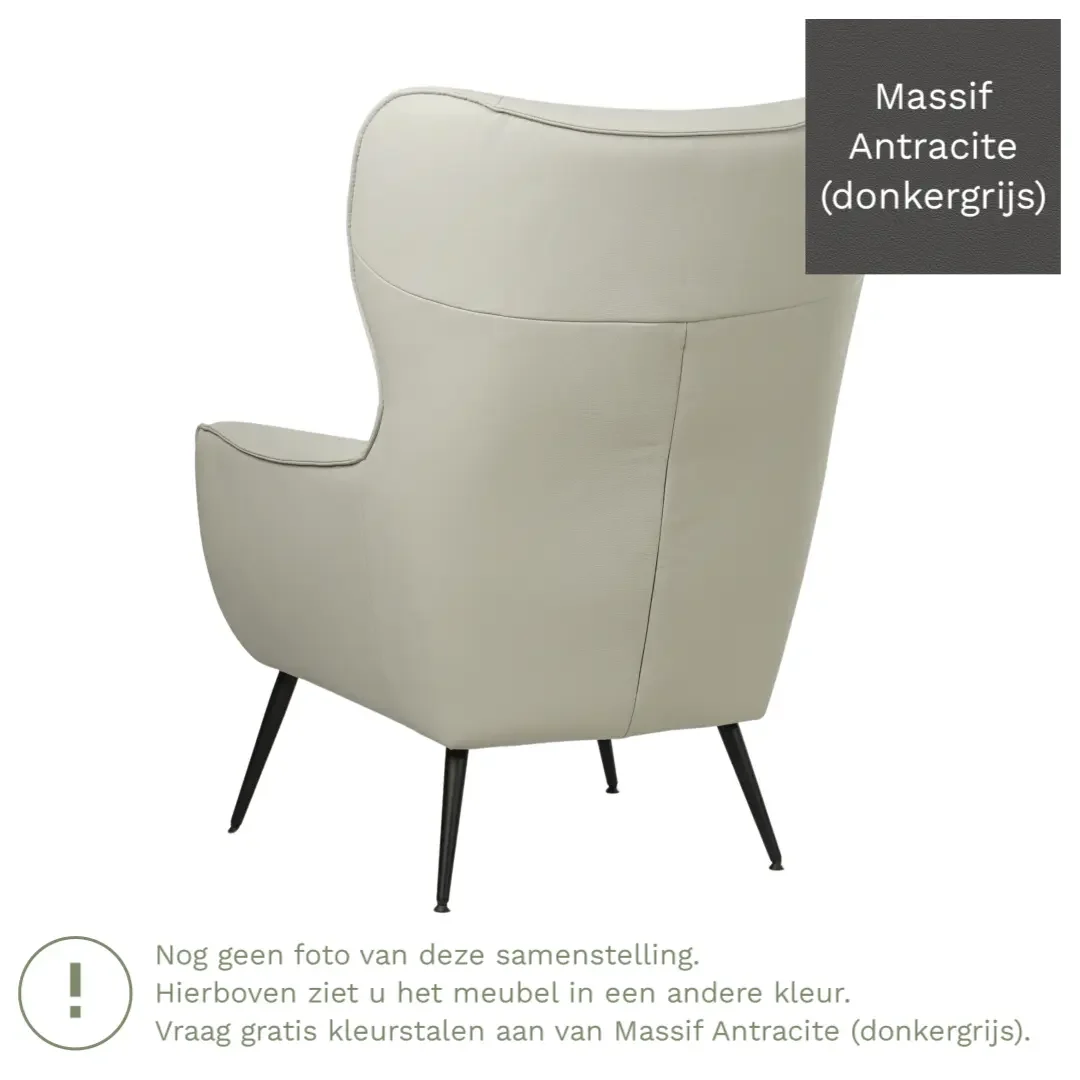afbeelding van Leren fauteuil Flair - Massif Antracite (donkergrijs)