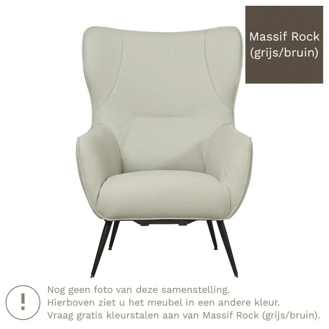 afbeelding van Leren fauteuil Flair - Massif Rock (grijs/bruin)