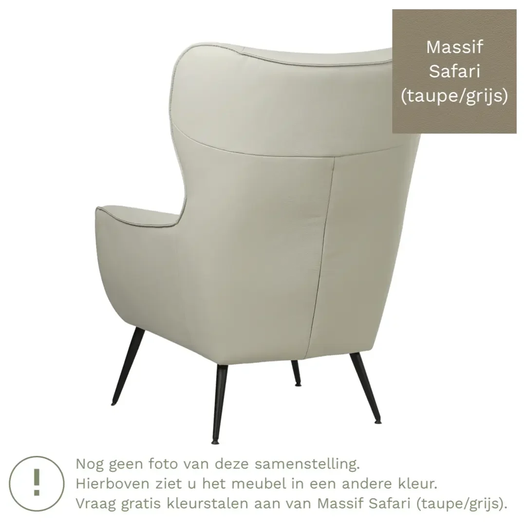 afbeelding van Leren fauteuil Flair - Massif Safari (taupe/grijs)
