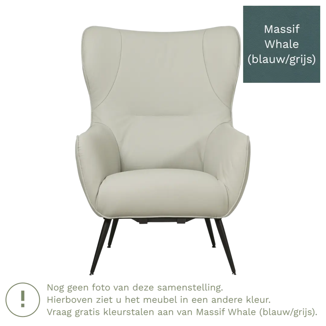 afbeelding van Leren fauteuil Flair - Massif Whale (blauw/grijs)