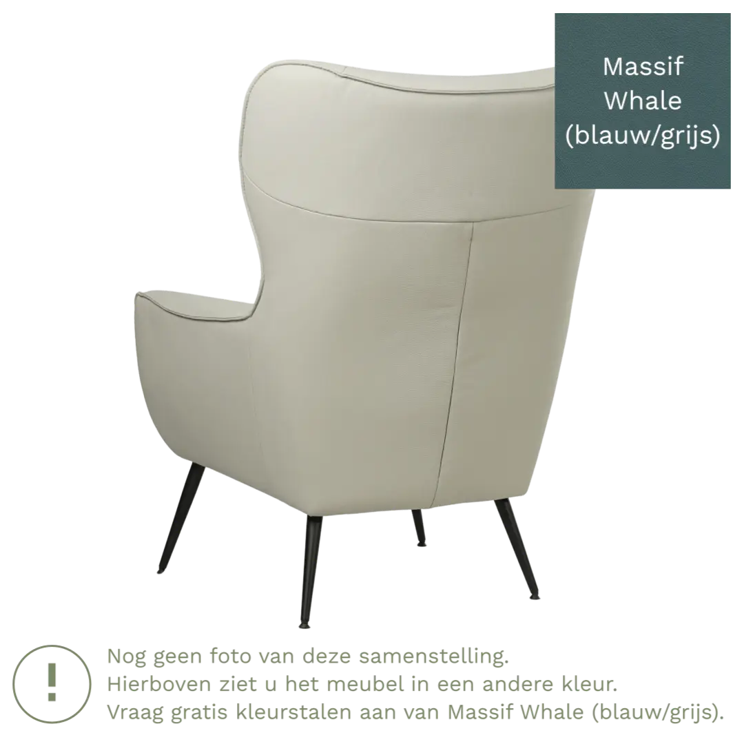 afbeelding van Leren fauteuil Flair - Massif Whale (blauw/grijs)