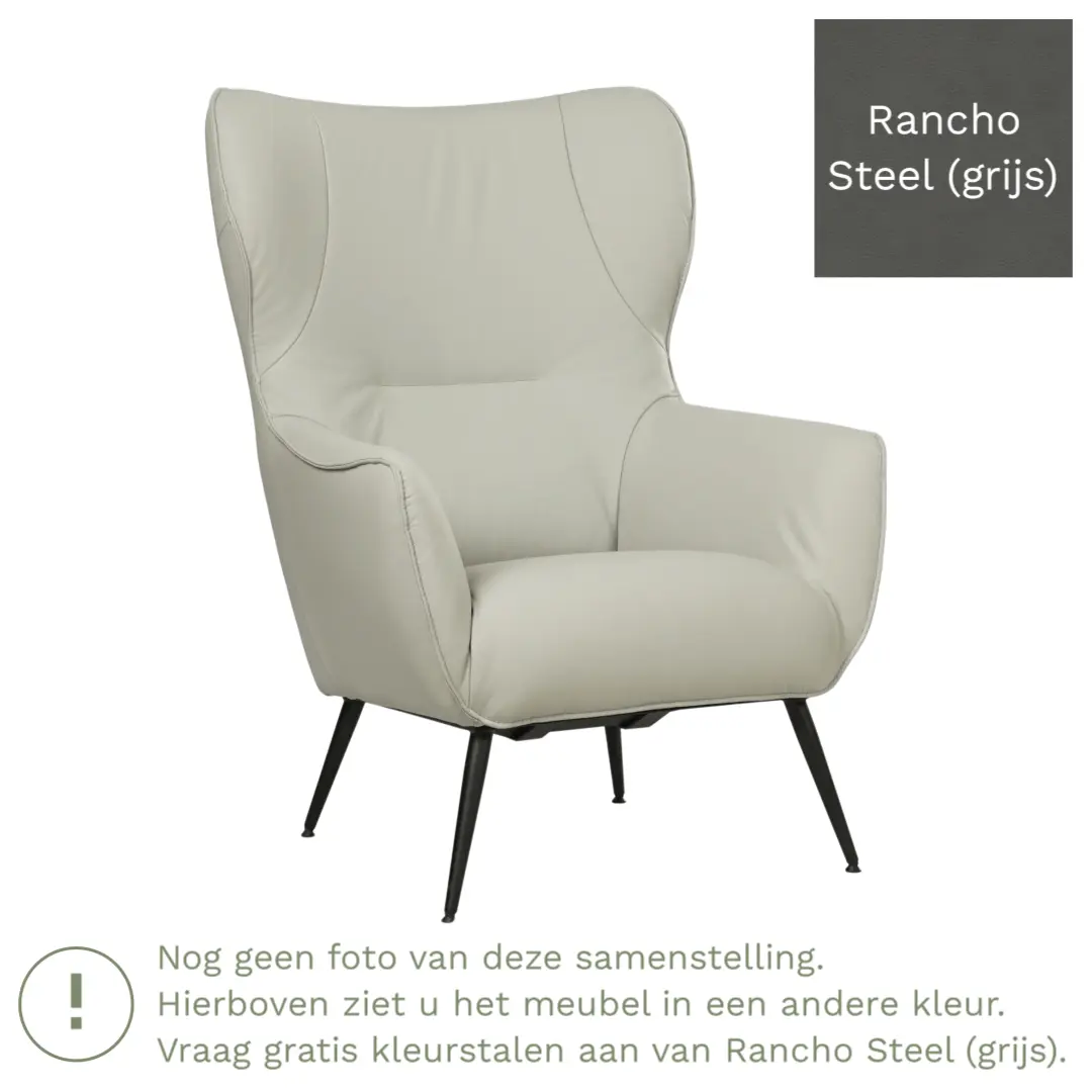 afbeelding van Leren fauteuil Flair - Rancho Steel (grijs)