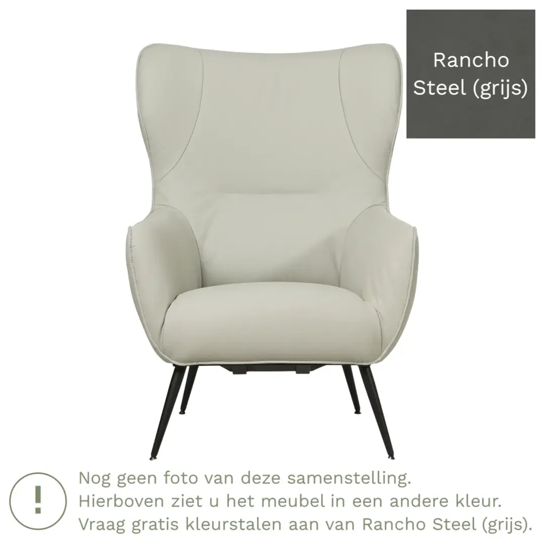 afbeelding van Leren fauteuil Flair - Rancho Steel (grijs)
