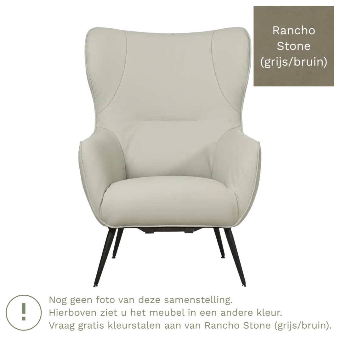 afbeelding van Leren fauteuil Flair - Rancho Stone (grijs/bruin)