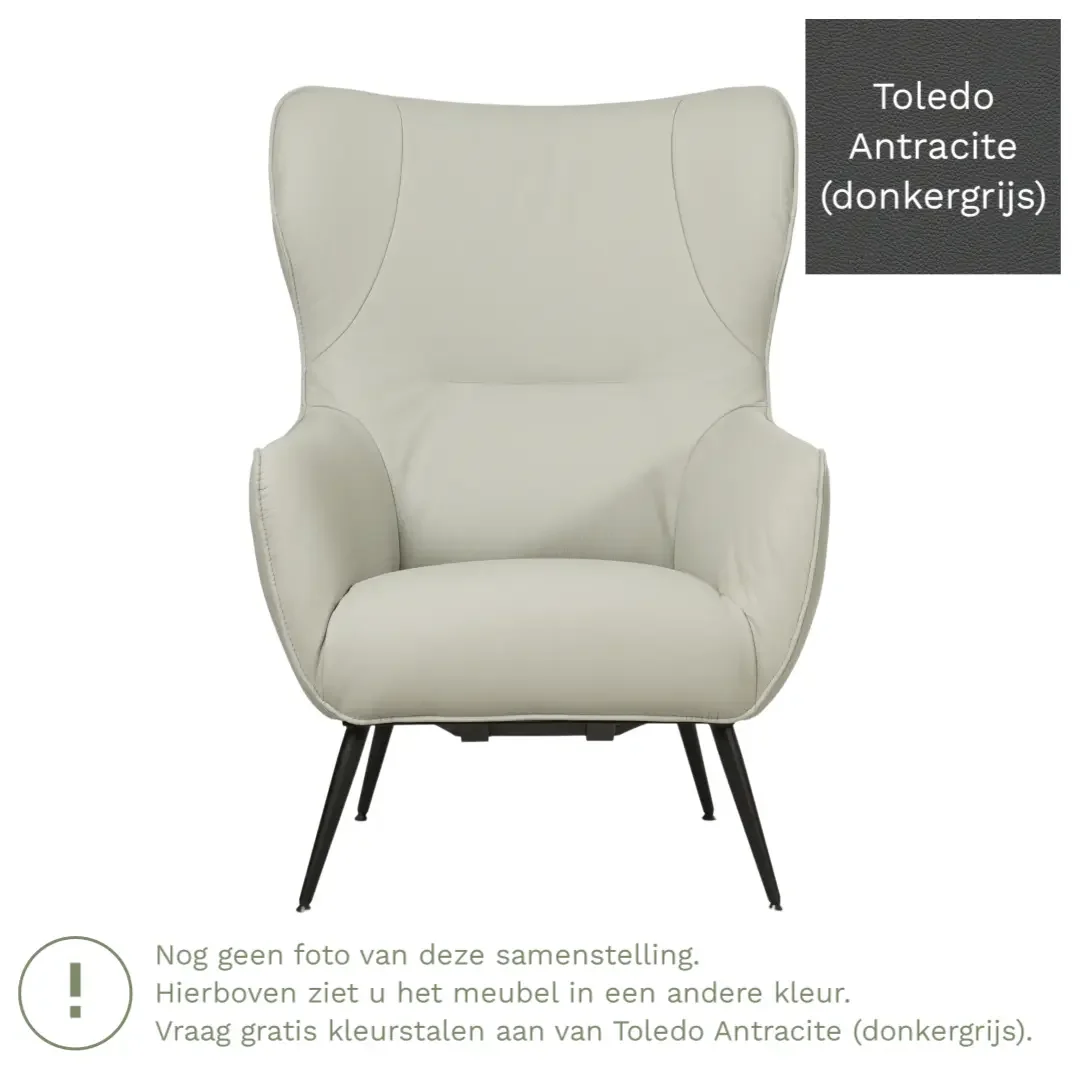 afbeelding van Leren fauteuil Flair - Toledo Antracite (donkergrijs)