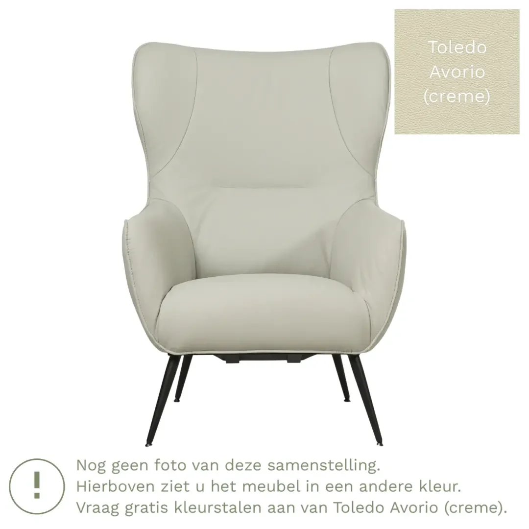 afbeelding van Leren fauteuil Flair - Toledo Avorio (crème)