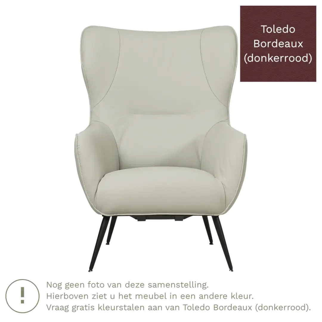 afbeelding van Leren fauteuil Flair - Toledo Bordeaux (donkerrood)