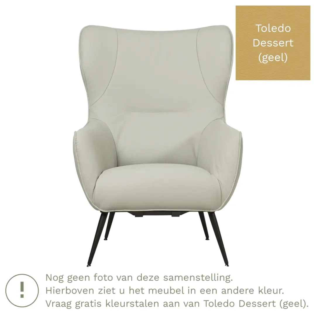 afbeelding van Leren fauteuil Flair - Toledo Dessert (geel)
