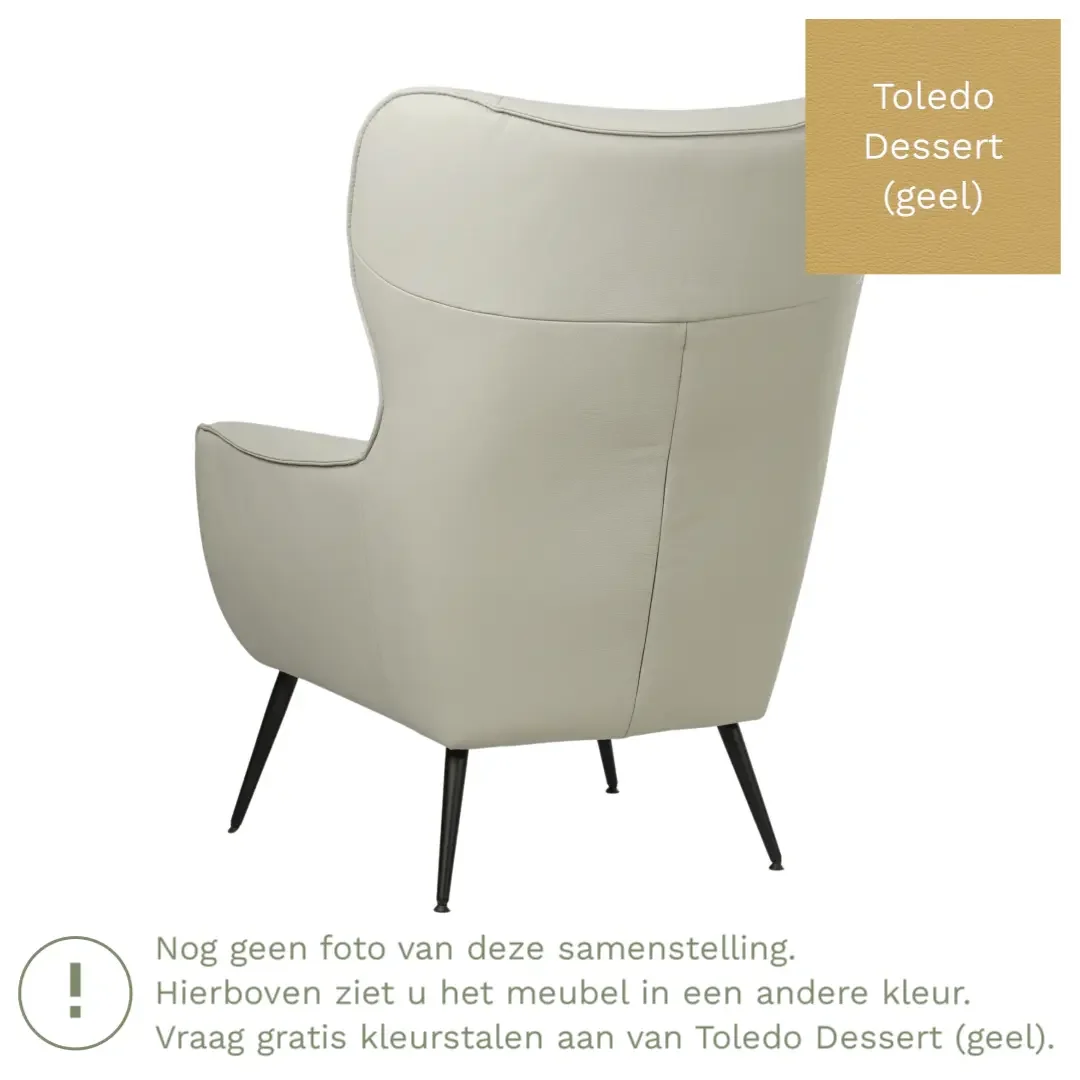 afbeelding van Leren fauteuil Flair - Toledo Dessert (geel)
