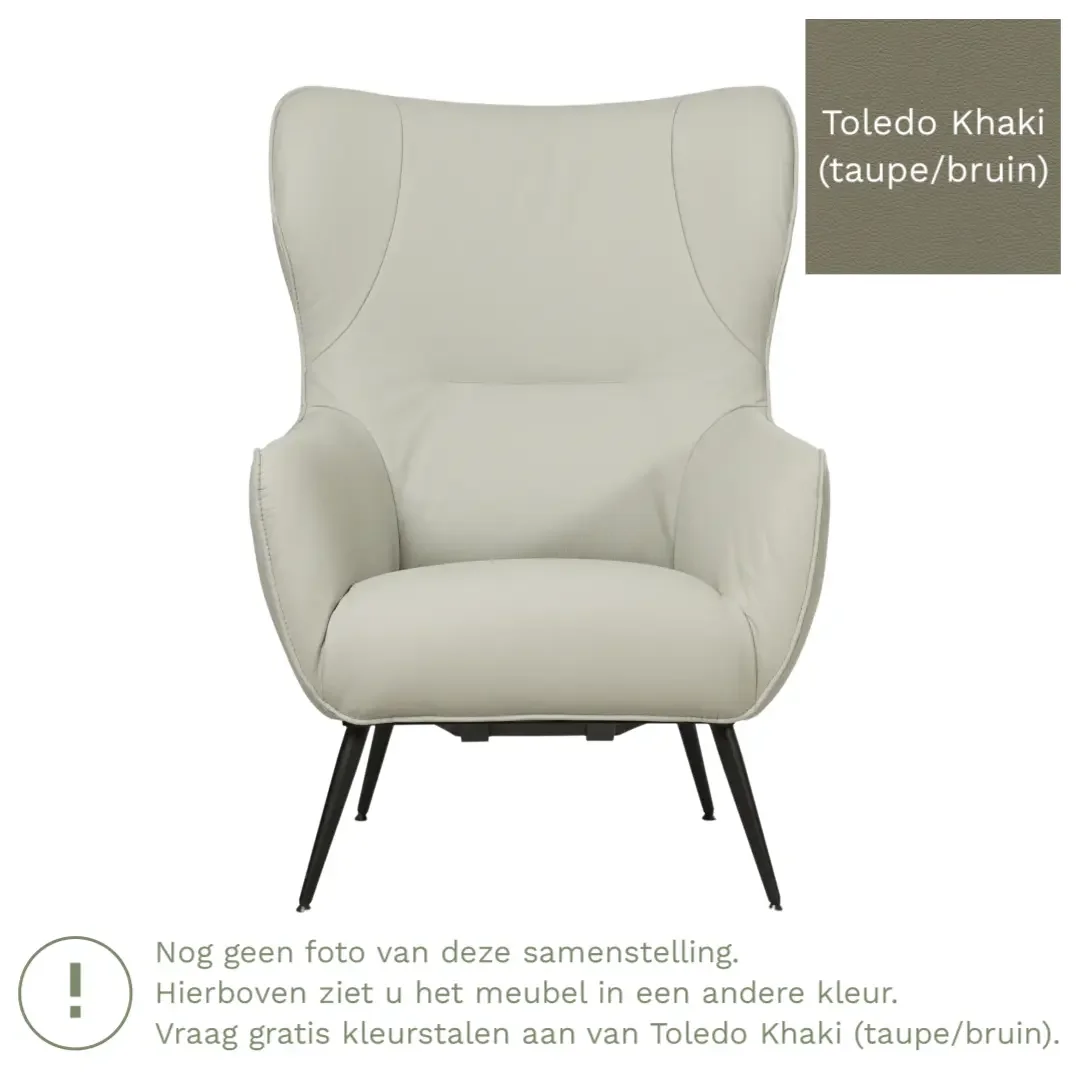 afbeelding van Leren fauteuil Flair - Toledo Khaki (taupe/bruin)