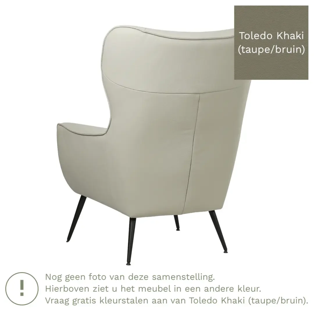 afbeelding van Leren fauteuil Flair - Toledo Khaki (taupe/bruin)