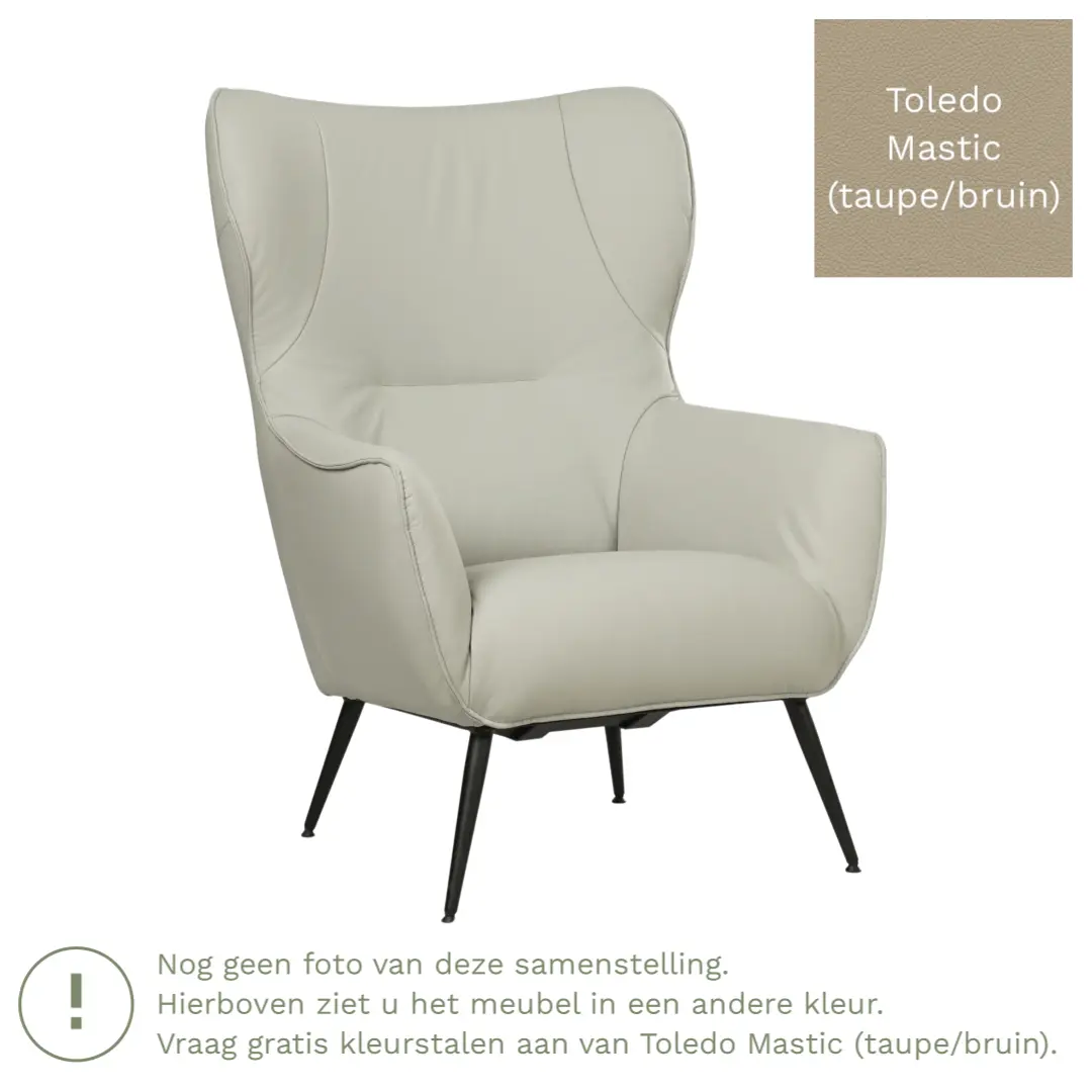 afbeelding van Leren fauteuil Flair - Toledo Mastic (taupe/bruin)